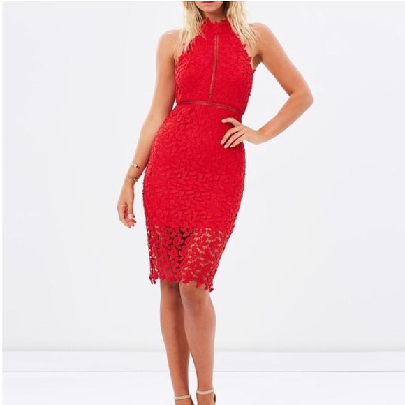 Bardot Dresses & Skirts - NWT Bardot Red Gemma Lace Halter Night Dress Sz S